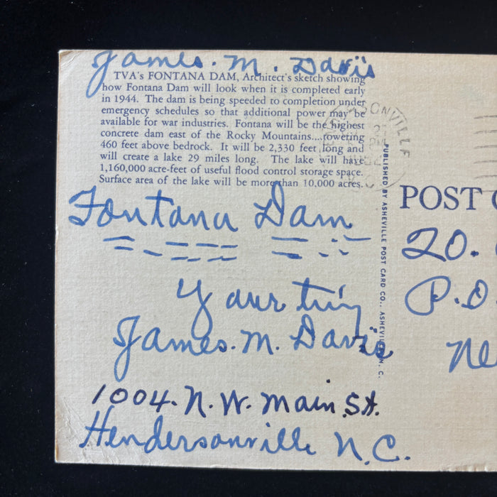 Vintage Postcard 1952 Fontana Dam Architect Sketch Power House North Carolina