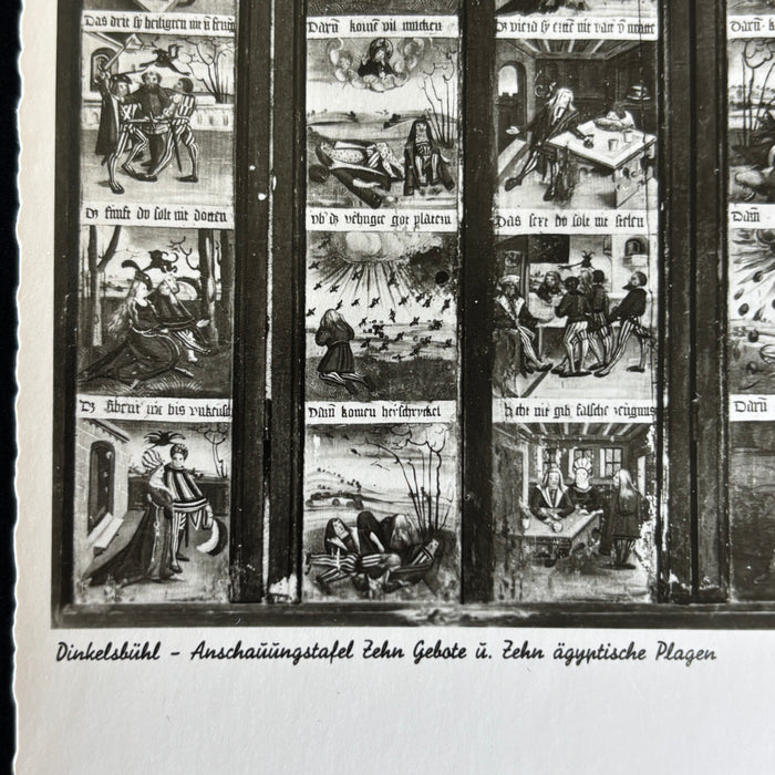 Vintage Postcard RPPC Dinkelsbuhl Ten Commandments Egyptian Plagues Germany Art