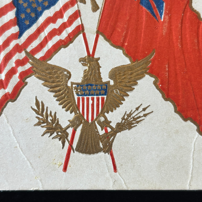 Vintage Postcard 1907 Patriotic Embossed Flags Eagle Knauss School Report Card