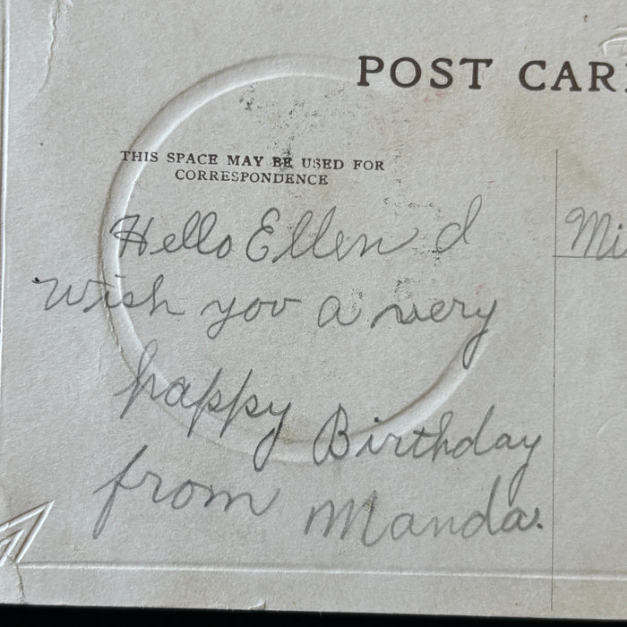 Antique Postcard 1910s Sailboat Sunset Happy Birthday Denmark Wisconsin Jensen
