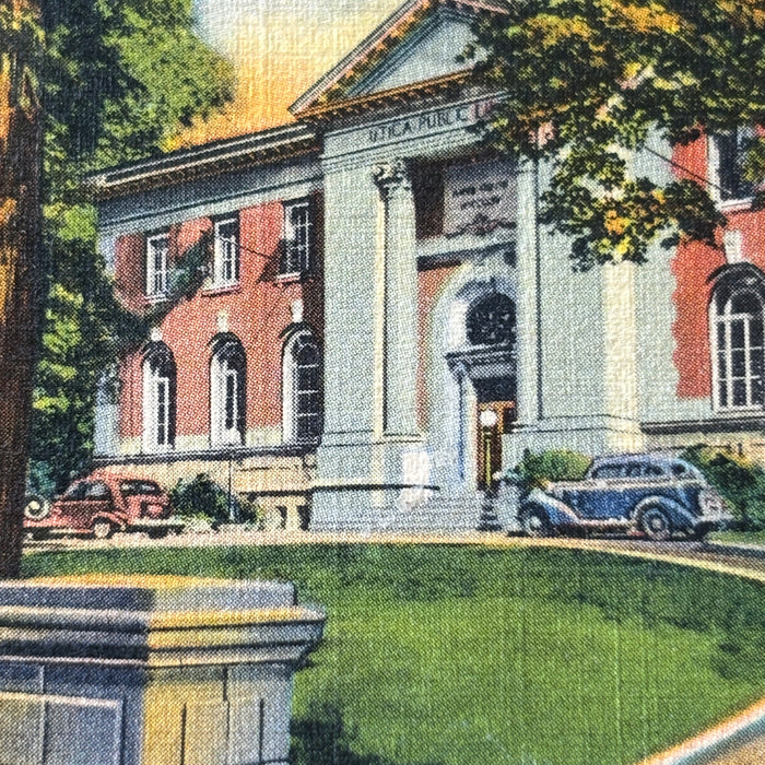 Vintage Postcard 1941 Utica NY Public Library Pre-WWII Message Social History