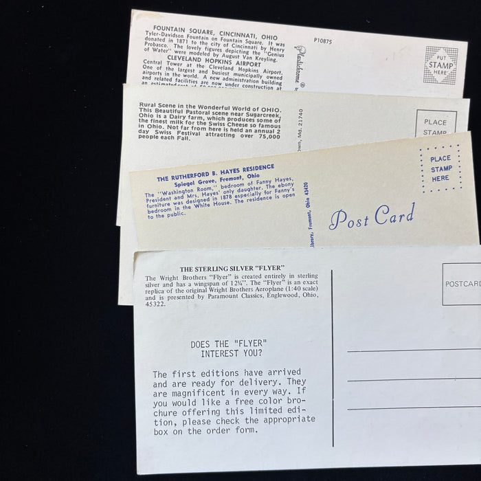 Vintage Postcard Lot Aviation Wright Flyer Hayes President Ohio History Set of 4