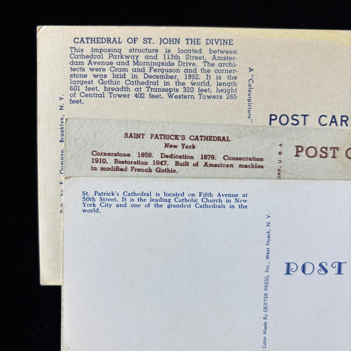 Vintage Postcard Lot St Patricks Cathedral St John Divine NYC Architecture Icon