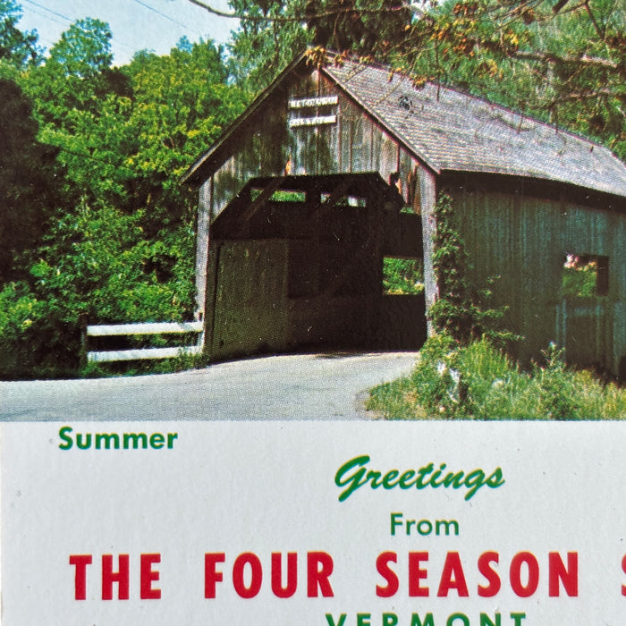 Vintage Postcard Lot Greetings Vermont State Map Summer Winter Covered Bridges