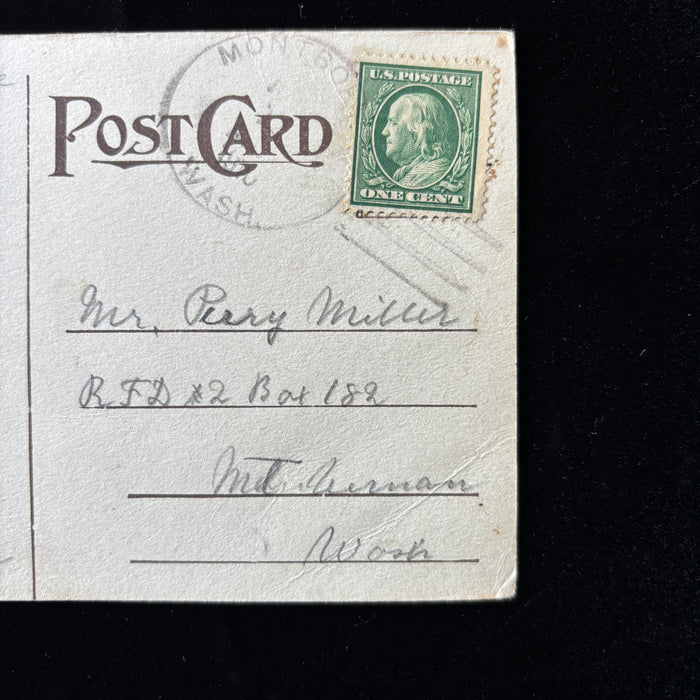 Antique Postcard 1909 Ghost Town DPO Montborne WA Purple Flower Embossed Poem