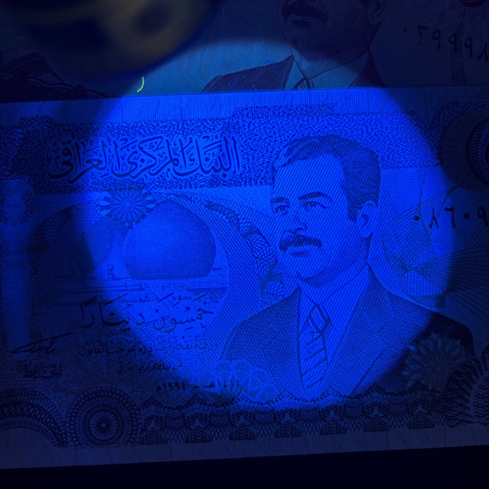 Vintage Banknote Lot of 3 Iraq Saddam Hussein Gulf War 5, 25, 50 UV Verified UNC