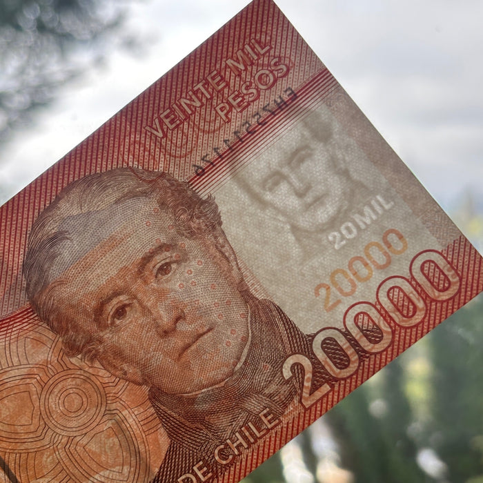 Chile Banknote 20000 Pesos UV Verified Andres Bello Orange 2017 Bicentenario