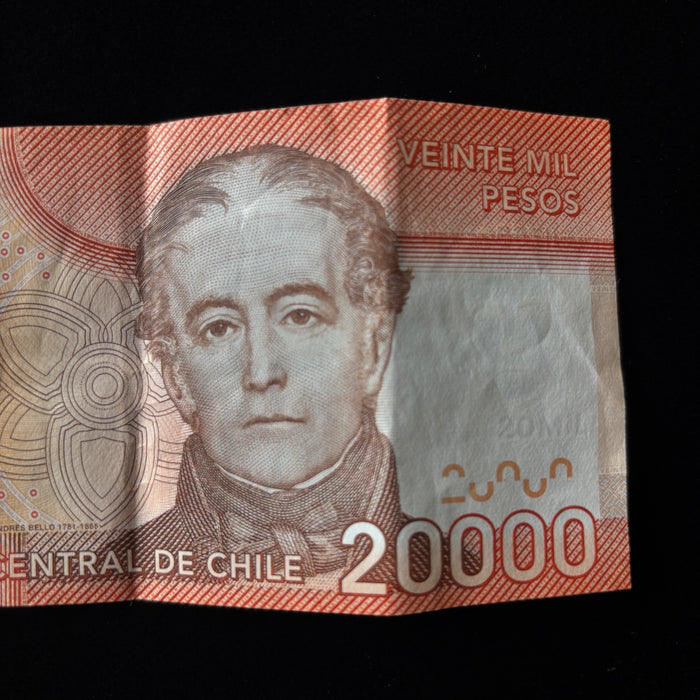 Chile Banknote 20000 Pesos UV Verified Andres Bello Orange 2017 Bicentenario