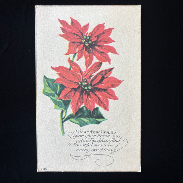 Antique Postcard 1925 Christmas Poinsettia Newburg Oregon New Year Family Gift