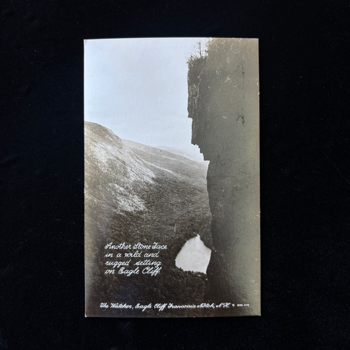 Vintage Postcard 1936 RPPC The Watcher Eagle Cliff Franconia Notch NH White Mt
