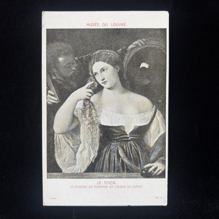 Antique Postcard 1900s Musee Louvre Le Titien Woman Mirror Fine Art Paris France