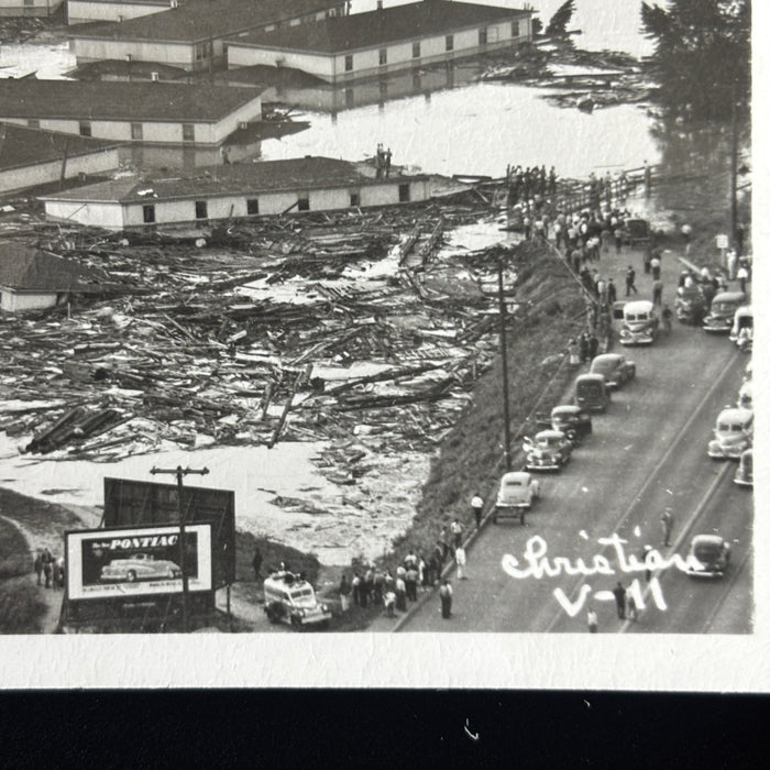 Vintage Postcard 1948 RPPC Flood Desctruction Lost Town Vanport Oregon Old Cars