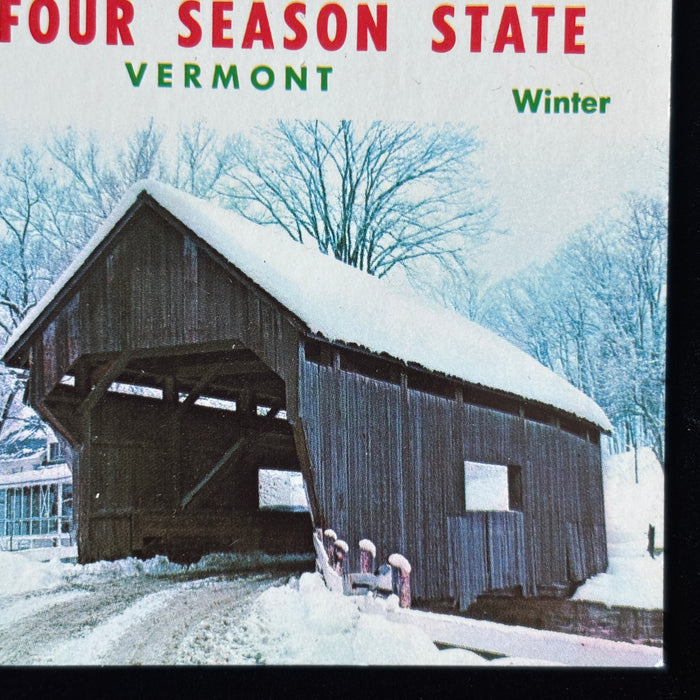 Vintage Postcard Lot Greetings Vermont State Map Summer Winter Covered Bridges