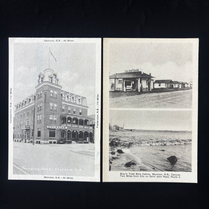 Vintage Postcard Lot Gas Station Tidal Bore Cabins Hotel Moncton N.B. Canada