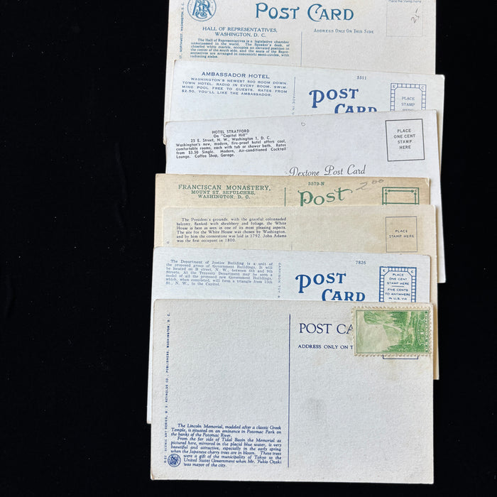 Vintage Postcard Lot Washington DC Lincoln Memorial White House Ambassador Hotel