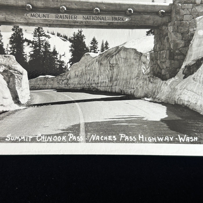 Vintage Postcard RPPC Chinook Pass Snowy Mount Rainier National Park Washington
