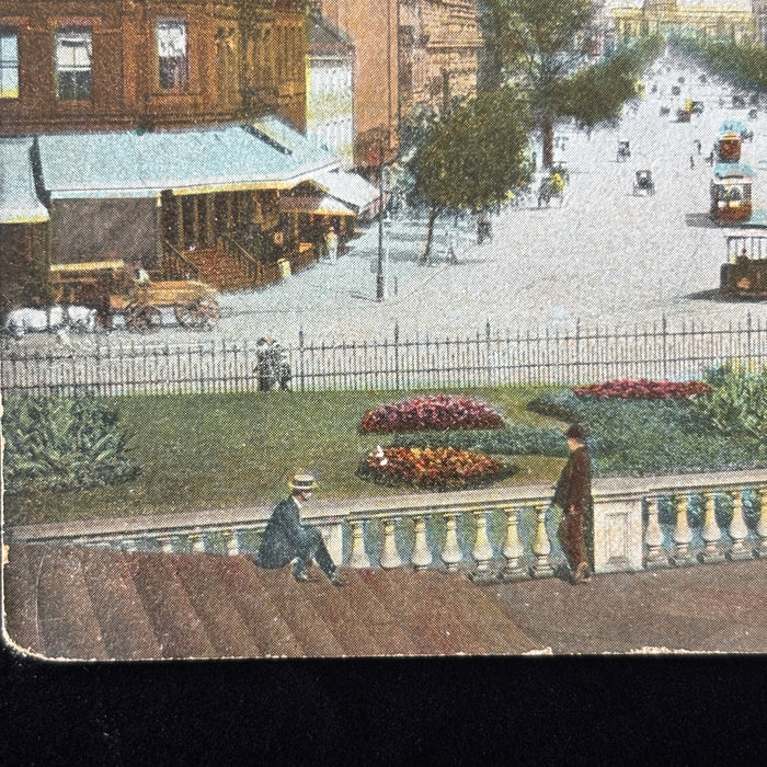 Antique Postcard 1909 Cars Trolley Horses Busy Street Scene Pennsylvania Ave DC
