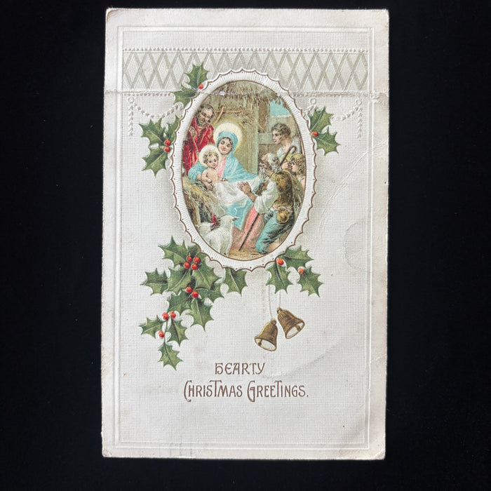 Antique Postcard 1913 Tailor Larsen Nativity Christmas Denmark Wisconsin Danish