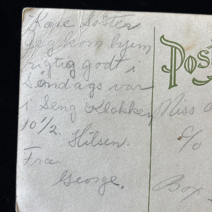 Antique Postcard 1911 Denmark Wisconsin Danish Immigrant Message Flower Wishes
