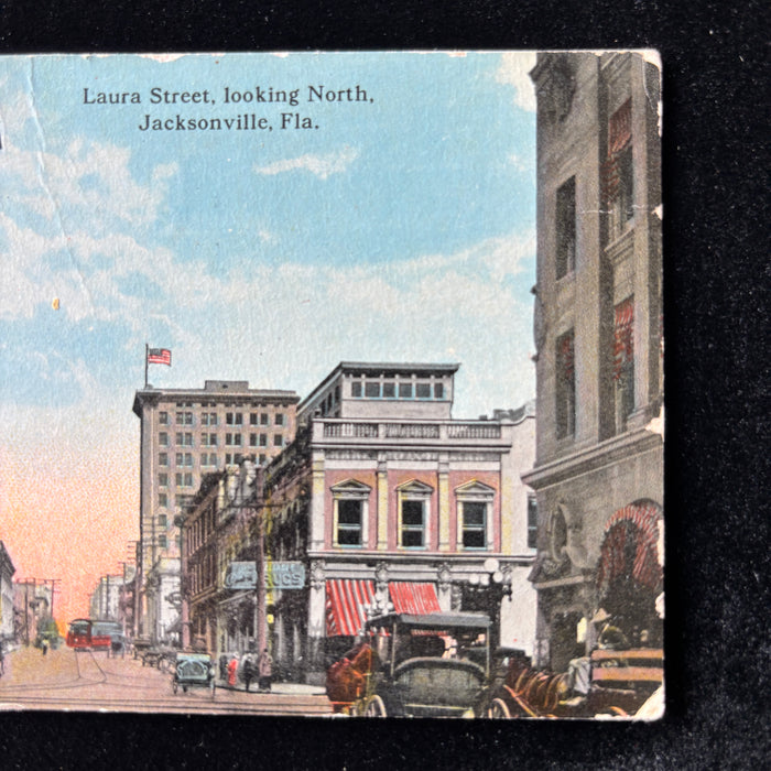 Antique Postcard 1916 "Headed Home" Laura Street Jacksonville Florida Scene