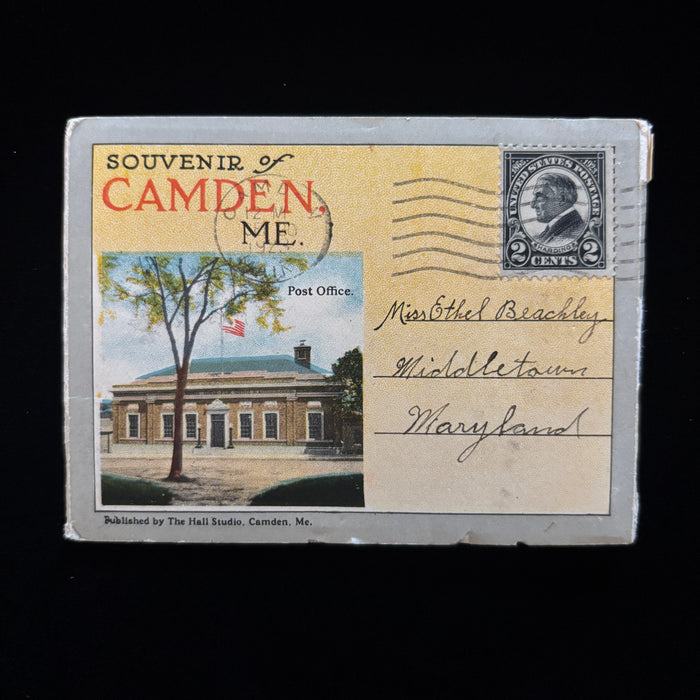 Antique Postcard 1923 Folding Souvenir Camden Maine Accordion Social History
