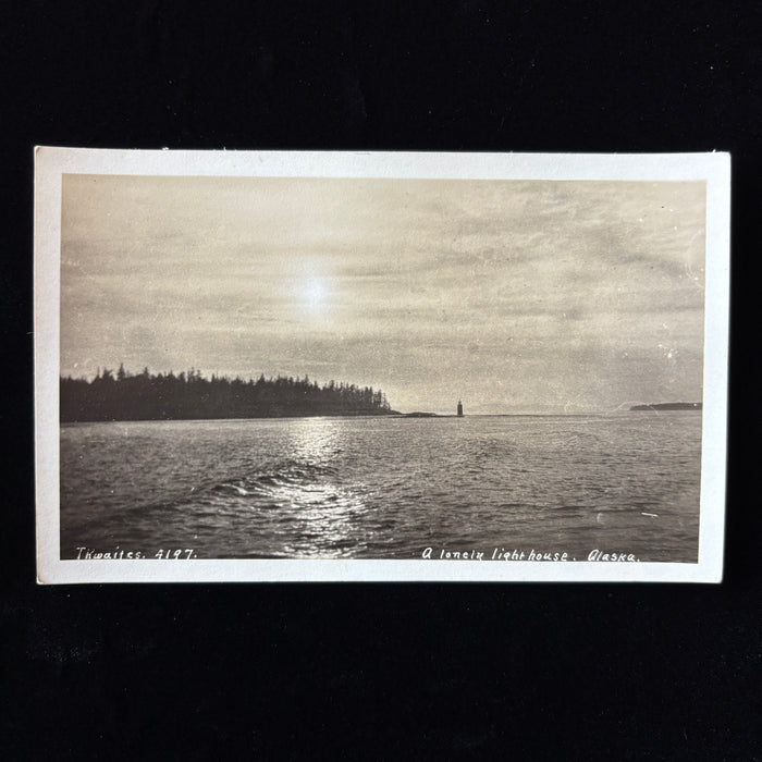 Antique Postcard Thwaites RPPC Lonely Eldred Rock Lighthouse Alaska Territory