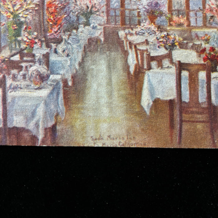 Vintage Poscard 1937 Fresh Flower Dining Santa Maria Inn California