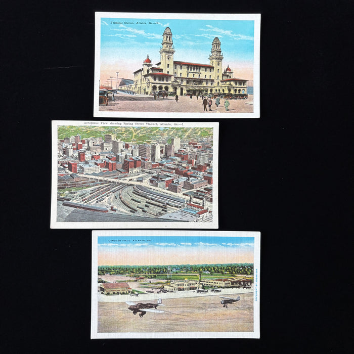 Vintage Postcard Lot Rail to Air Atlanta GA Terminal Station Airport Car Viaduct