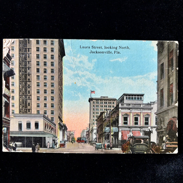 Antique Postcard 1916 "Headed Home" Laura Street Jacksonville Florida Scene