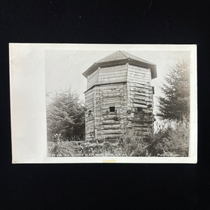 Vintage Postcard RPPC Old Russian Colonial Block House Sitka Alaska Worden