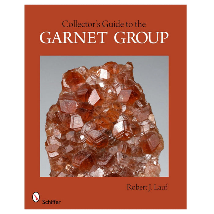 Book cover of 'Collector's Guide to the Garnet Group' with a garnet crystal image on an orange background.