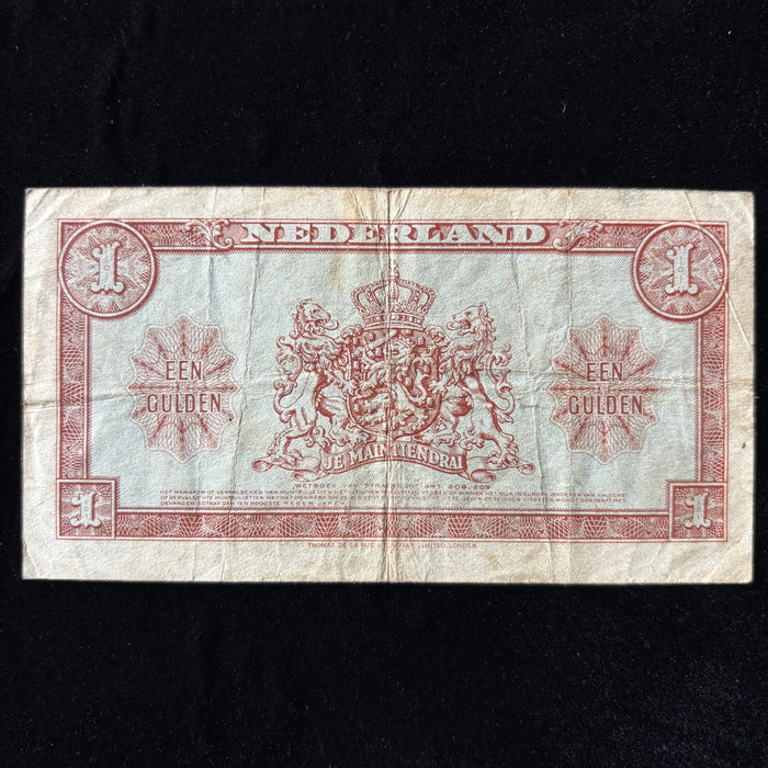 Vintage Banknote 1943 Netherlands 1 Gulden American Issue WWII Queen Wilhelmina