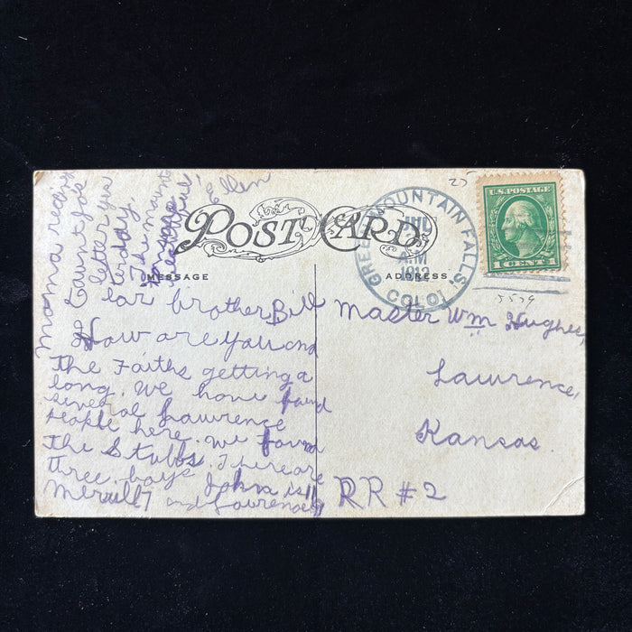 Antique Postcard 1912 Donkey The Narrows Williams Canon CO Green Mountain Falls
