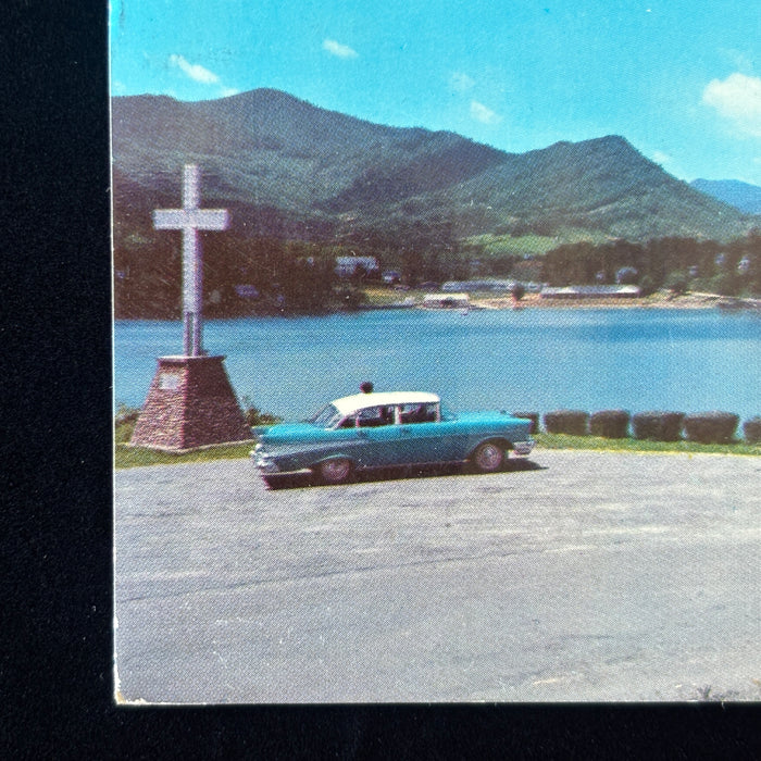 Vintage Postcard 1960 Interesting Young Men Methodism Cross Car Lake Junaluska