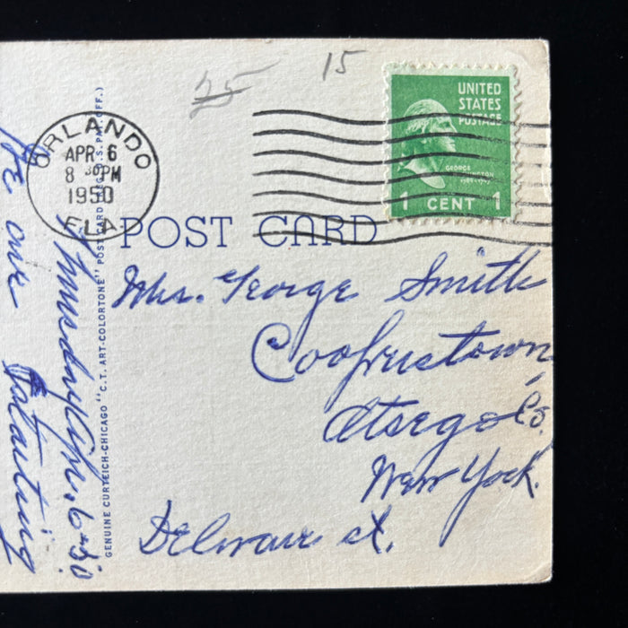 Vintage Postcard 1950 Grapefruit Orlando Florida Snowbird Travel Cooperstown NY
