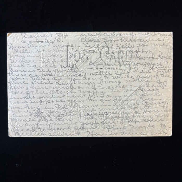 Antique Postcard 1912 Fine Dandy Warm Stove Embossed Kansas Texas Mountain Farm