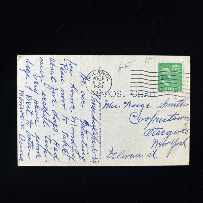 Vintage Postcard 1950 Grapefruit Orlando Florida Snowbird Travel Cooperstown NY