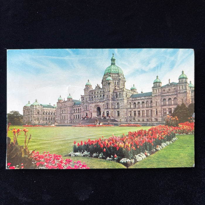 Vintage Postcard 1962 Victoria BC Parliament Bldg Queen Elizabeth Slogan Cancel
