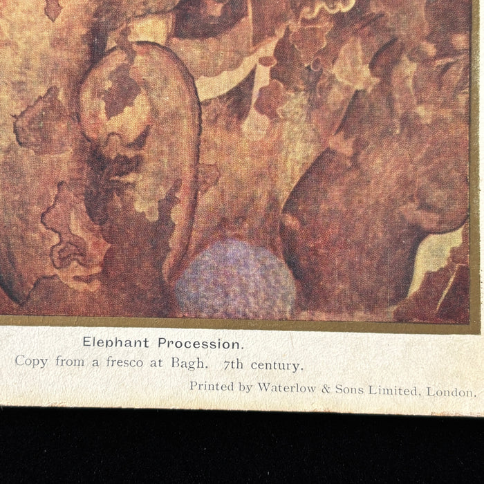 Vintage Postcard 1934 Elephant Procession Fresco Bagh Caves British Museum London