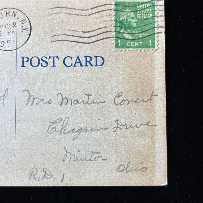 Vintage Postcard 1951 Auburn High School New York Auburn NY Mentor OH Good Eats