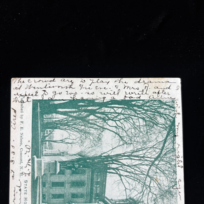 Antique Postcard 1908 Wentworth Eye Drama Social History State House Concord NH