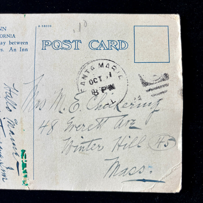 Vintage Postcard 1930 Travel Message Santa Maria Inn California Patio