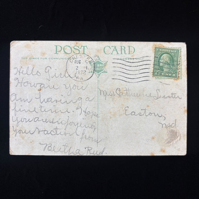 Antique Postcard 1922 Hello Girls Mail Chester PA Deshong Memorial Art Gallery