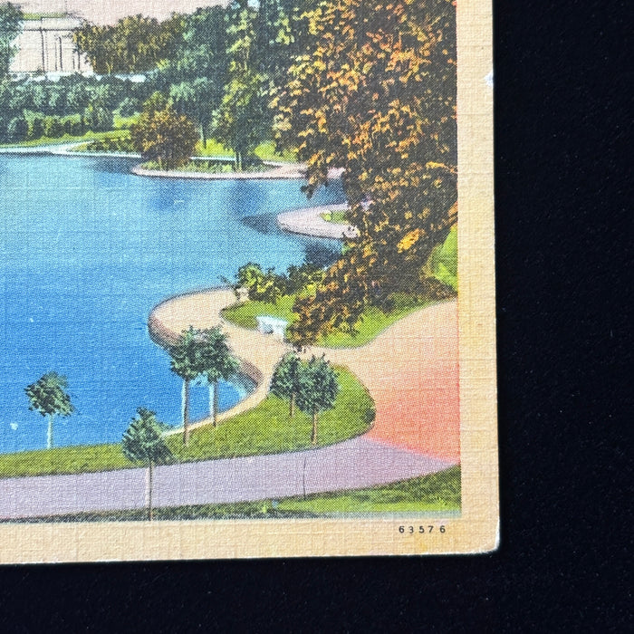 Vintage Postcard 1944 Funny Bridge Train Social History Cleveland Ohio Museum