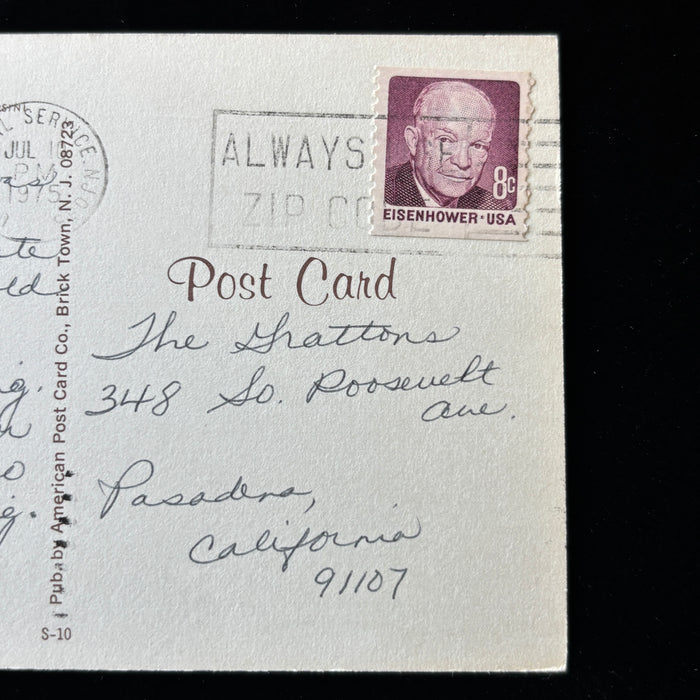 Vintage Postcard 1975 Jersey Shore Beach Kite Flying Race Red Homes Front Cancel