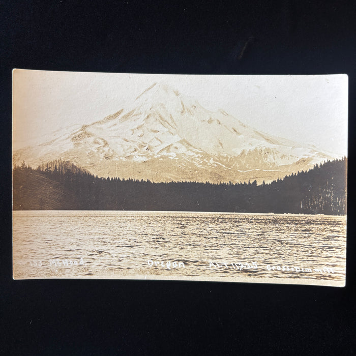 Vintage Postcard RPPC Mt Hood Oregon Lost Lake Snow Mountain Cross + Dimmitt