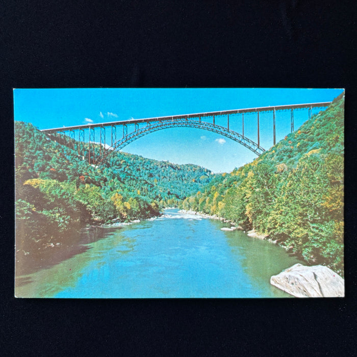 Vintage Postcard West Virginia New River Gorge Bridge Fayetteville Route 19 Mtns
