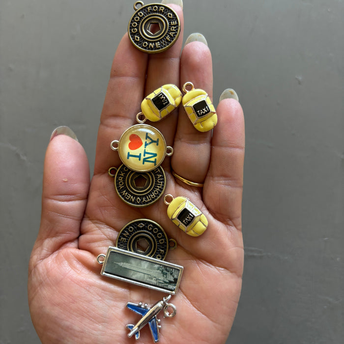 Metal Charm Bundle: 9 New York City NYC Pendants Jewelry Making