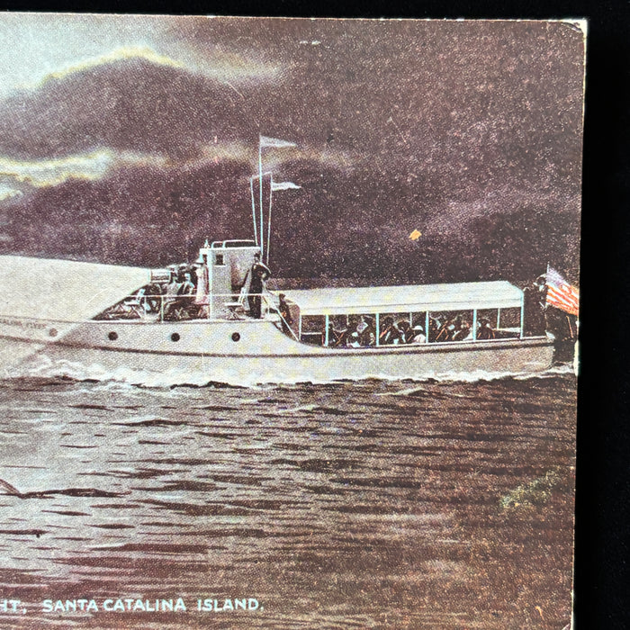 Vintage Postcard Flying Fish Catalina Island Night Fishing Excursion Boat CA