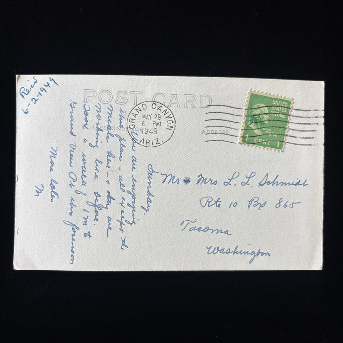 Vintage Postcard 1949 RPPC Grand Canyon From Grand View Point Arizona Travel